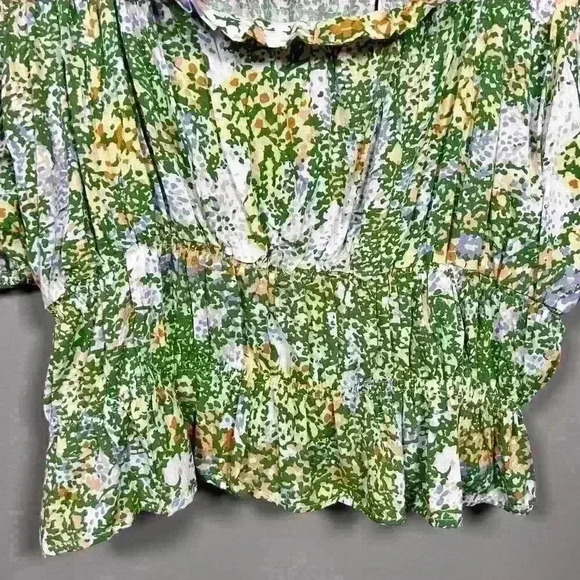 CYNTHIA ROWLEY Ruffle Floral Top Crop Cottagecore Off Shoulder Women Med - Picture 5 of 9
